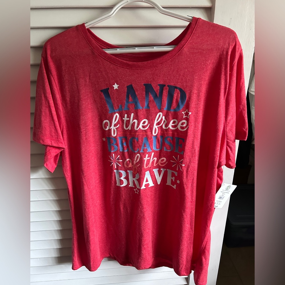 Red Plus Size Shirt - Land of the Free Design-3x